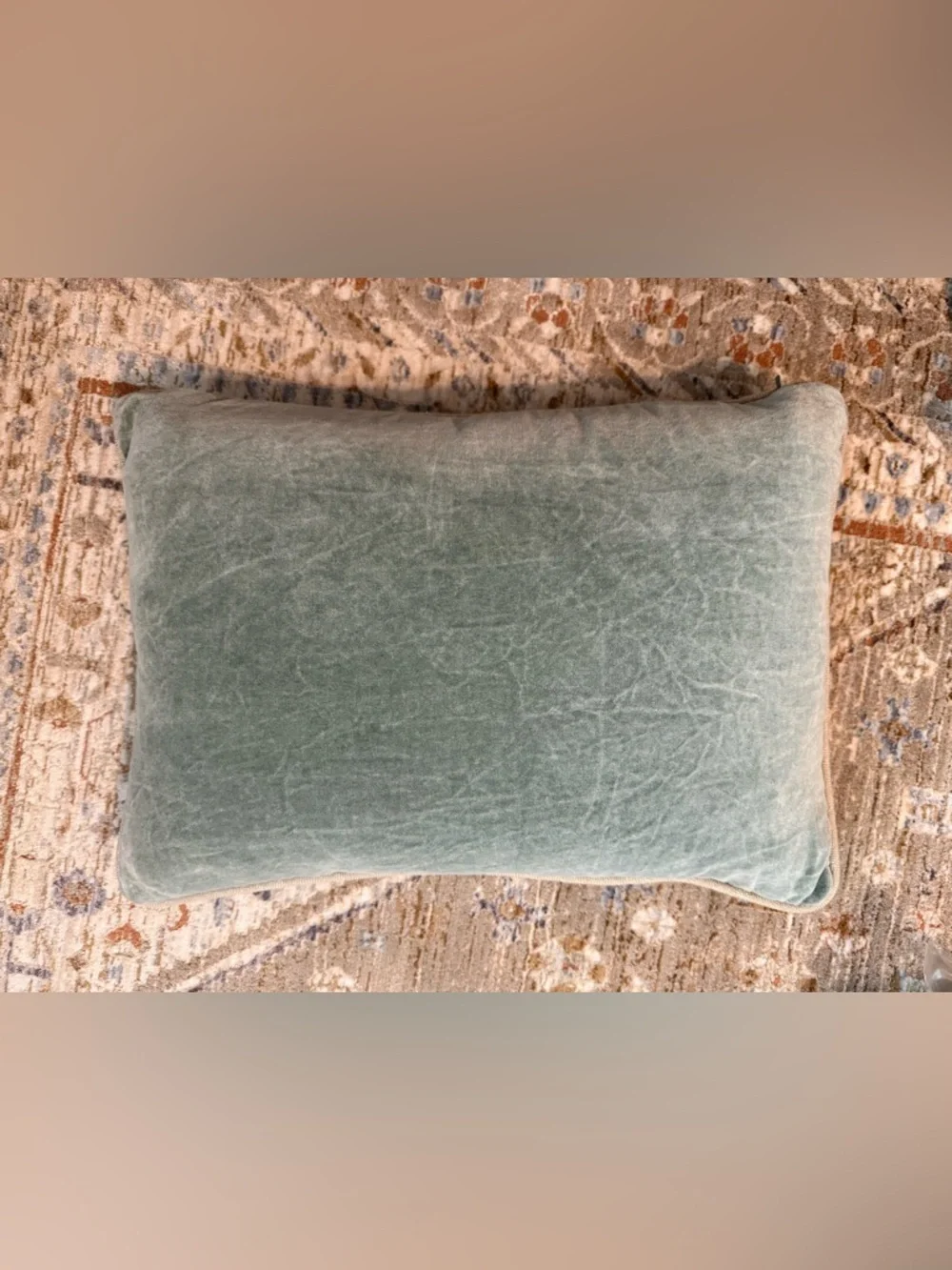 Heirloom Velvet Lumbar Pillow in Bay Green - Picture 4 of 9